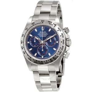 Rolex Cosmograph Daytona Blue Dial 18K White Gold Oyster Men's Watch 116509BLSO 40mm
