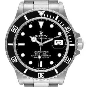 Rolex Submariner Date Steel Vintage Mens Watch 16800 Box Papers 40mm